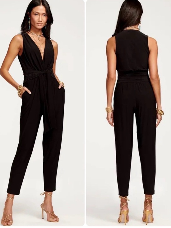 Ramy Brook Pants - Ramy Brook Black Sleeveless Wrap-Front Jumpsuit
